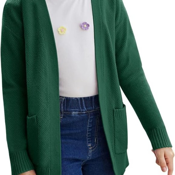 Goranbon Girls' Cardigan Sweaters Open Front Long Sleeve Casual Sweat - Picture 5 of 6